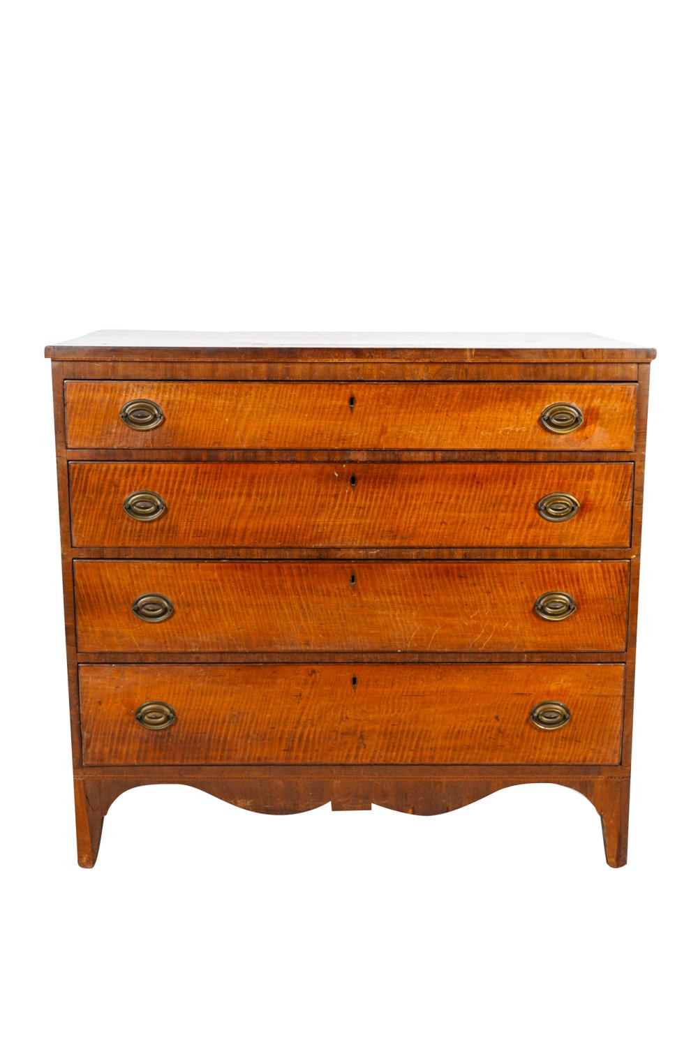 Appraisal: FEDERAL FIGURED MAPLE CHEST OF DRAWERSCondition hardware replaced scattered abrasions