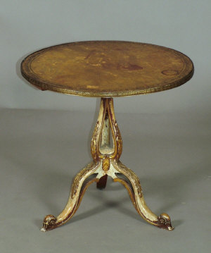 Appraisal: A cream painted and gilded tripod table th century and