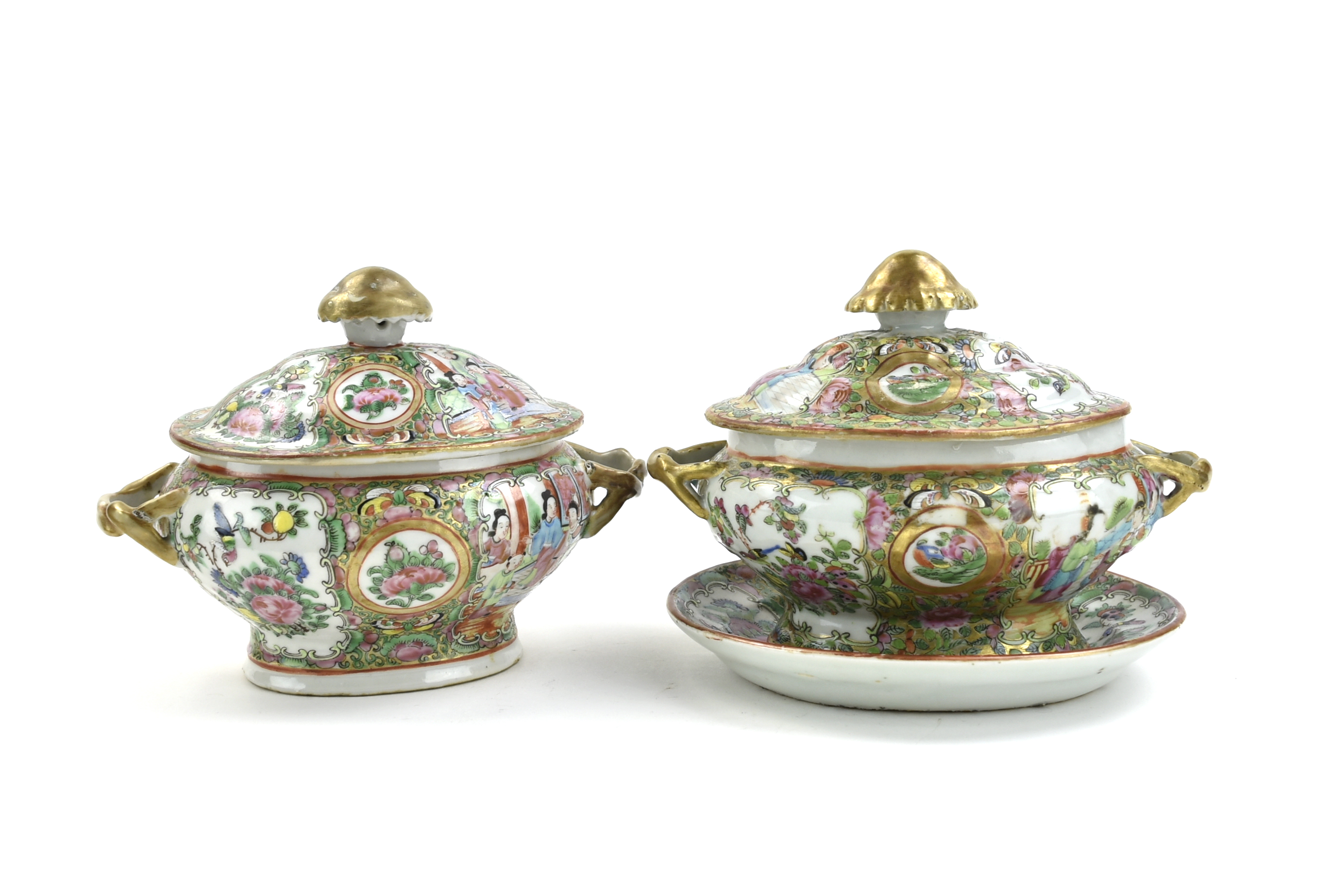 Appraisal: Chinese th C Cantonese glazed soup tureens with covers and