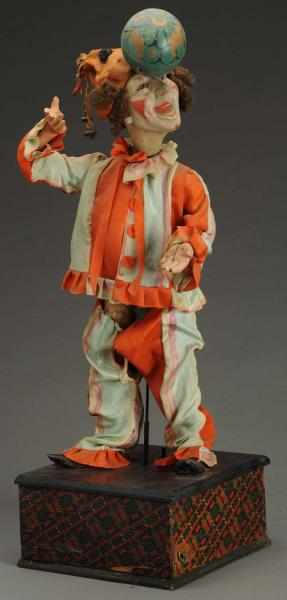 Appraisal: Early Clown Balancing Ball Automaton French Original clothing and composition