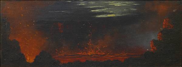 Appraisal: Attributed to Jules Tavernier - A view into a volcano