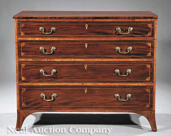 Appraisal: A Southern Federal Inlaid Mahogany Chest of Drawers late th