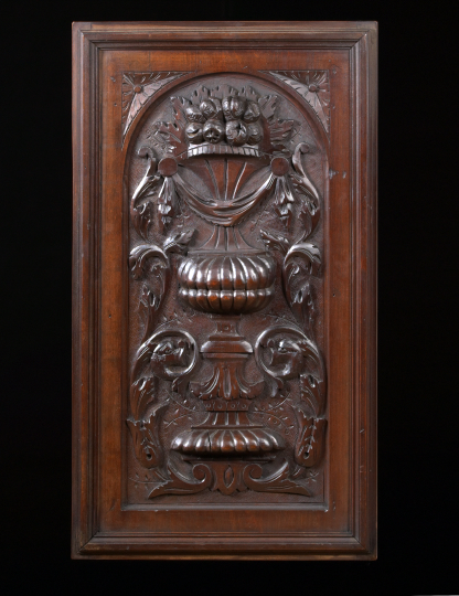 Appraisal: Italian Elaborately Carved Walnut Vertical Panel fourth quarter th century