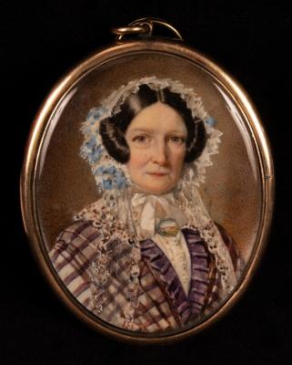 Appraisal: William Egley - Portrait Miniature of Mrs Johnson wearing a