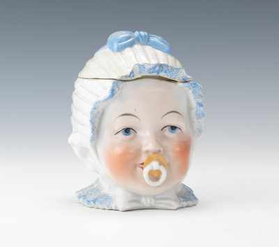 Appraisal: Glazed Porcelain Tobacco Jar Baby With Pacifier Charming and sentimental