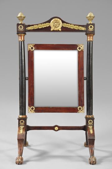 Appraisal: Attractive Empire Gilt-Brass-Mounted Mahogany Paw-Footed Firescreen first quarter th century