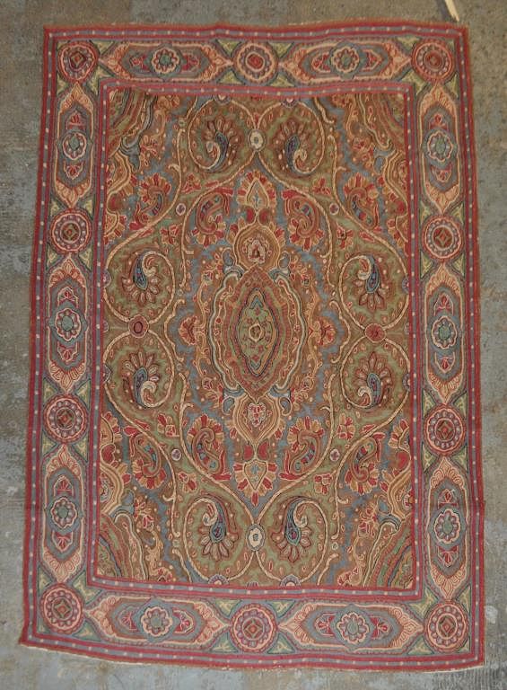 Appraisal: Indian Chain Stitch Carpet ' long ' wide All rugs