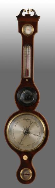 Appraisal: George III Banjo-Form Barometer Description Circa Line inlaid mahogany case