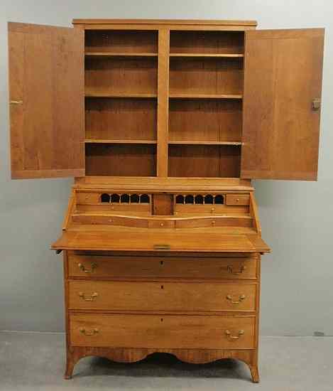 Appraisal: Hepplewhite cherry two-part secretary bookcase c with two blind doors