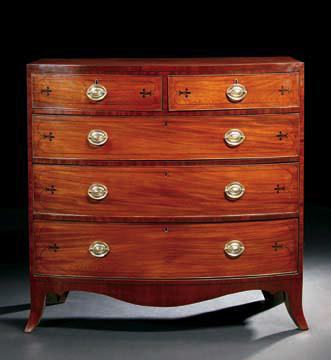 Appraisal: Regency Mahogany Bowfront Chest first quarter th century and later