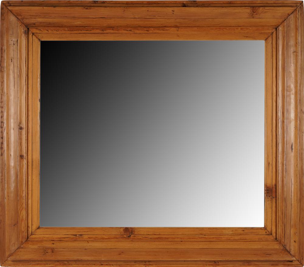 Appraisal: PINE WALL MIRRORwith beveled glass x inches Condition