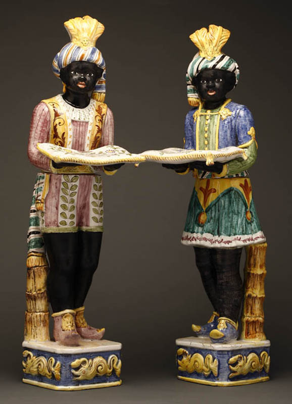 Appraisal: Pair of Venetian style ceramic blackamoor figures Pair of Venetian