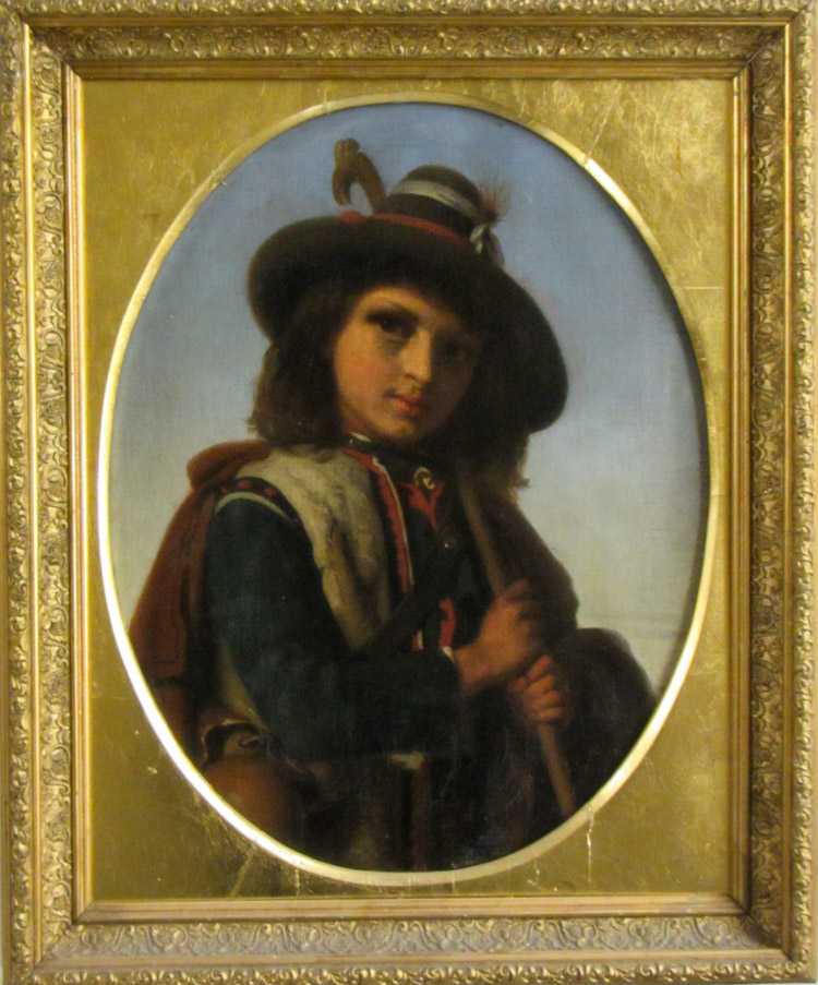 Appraisal: PORTRAIT OF A SHEPHERD BOY OIL ON CANVAS late th