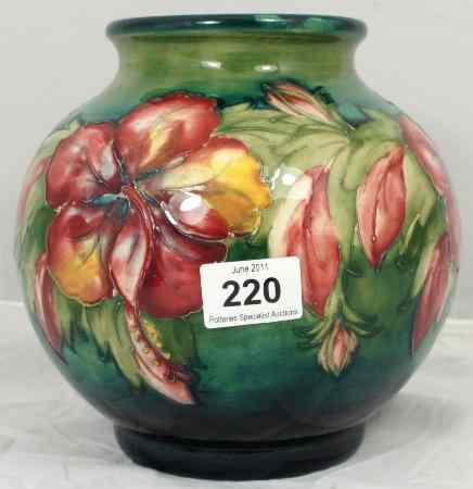 Appraisal: Moorcroft Globular Vase decorated with Hibiscus on light green Background