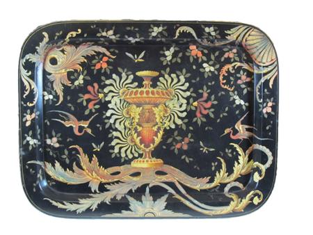 Appraisal: A large th century black japanned tray of rounded rectangular