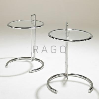 Appraisal: EILEEN GRAY Pair of E tables s Chromed steel and