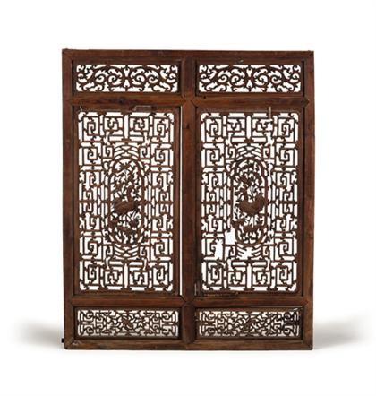 Appraisal: Two Chinese softwood lattice window panels qing dynasty Of upright