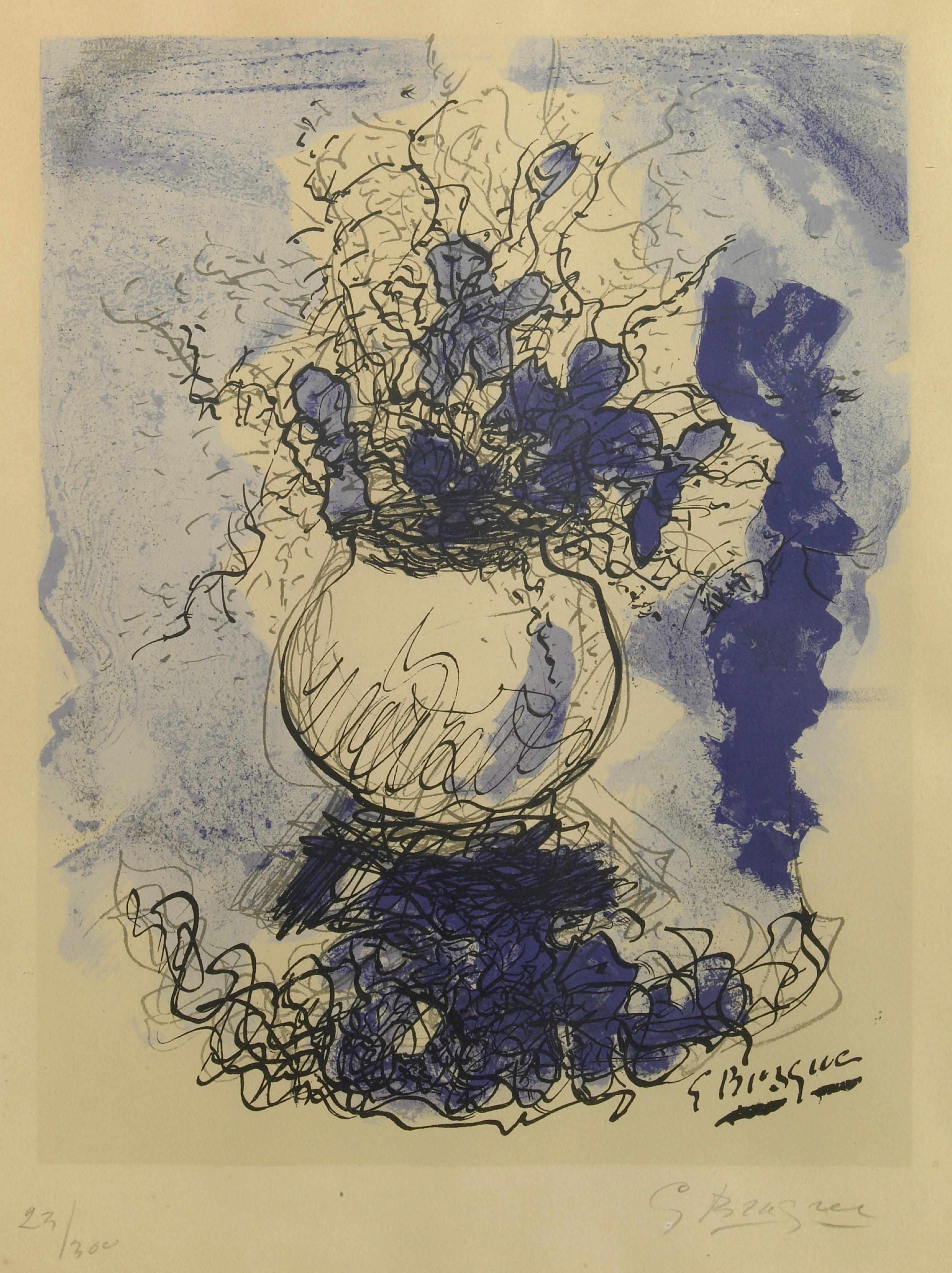 Appraisal: After Georges Braque French - Bouquet Fleurs l'aquarelle MA Lithograph