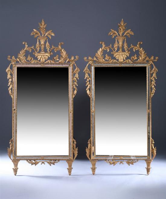 Appraisal: PAIR CONTINENTAL GILT-WOOD PAR-CLOS WALL MIRRORS th century Foliate-carved openwork