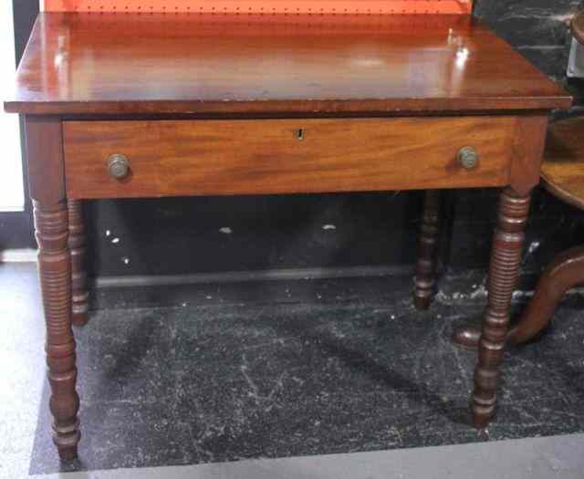 Appraisal: th Century Drawer Mahogany Table with TurnedLegs From a Yonkers