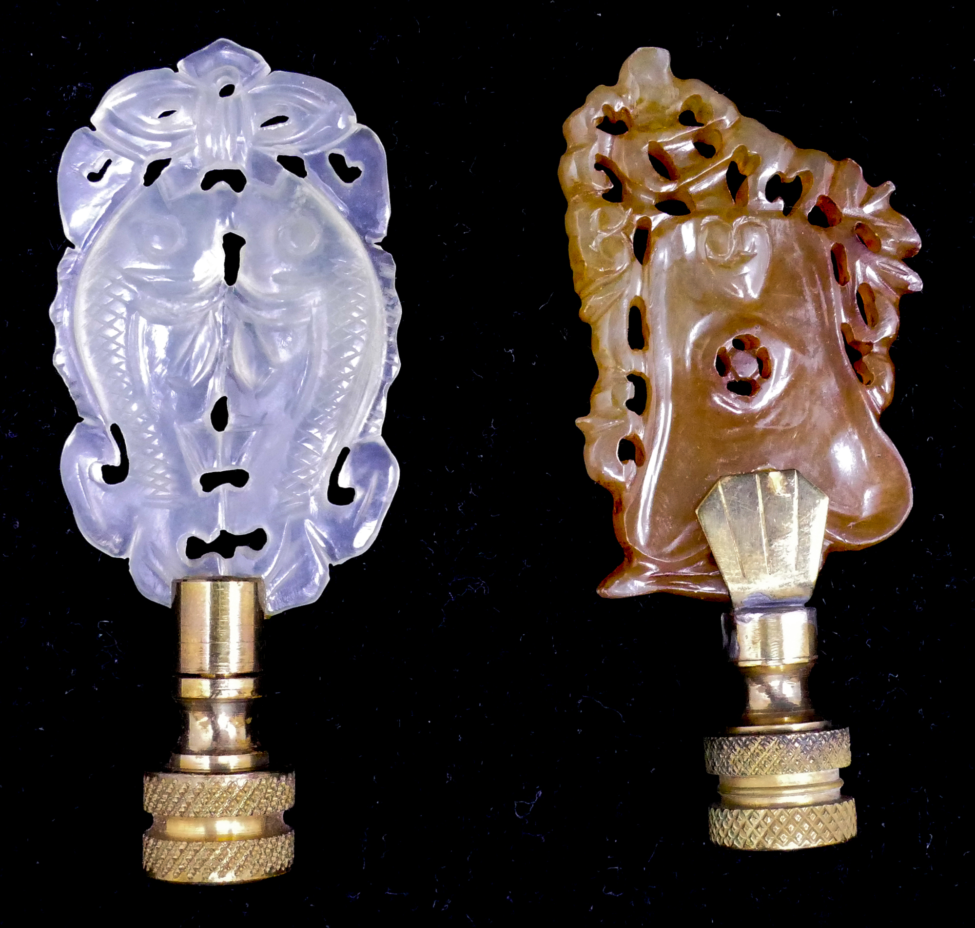 Appraisal: pc Chinese Carved Stone Lamp Finials- '' approx