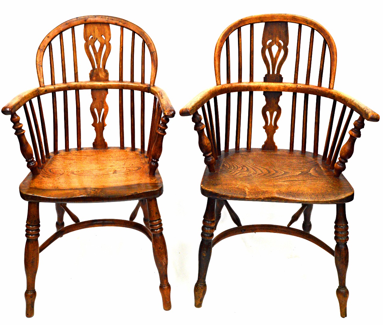 Appraisal: A harlequin set of four yew ash and elm Windsor