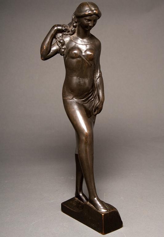 Appraisal: Pierre Traverse French - patinated bronze figure of a walking