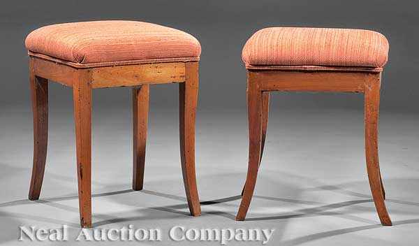 Appraisal: A Pair of French Restauration Fruitwood Stools early th c