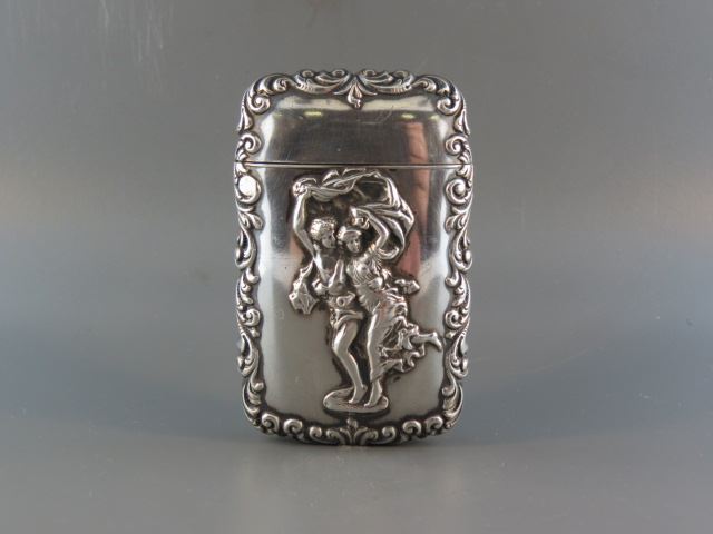 Appraisal: Sterling Silver Match Safe boy and girl running Art Nouveau