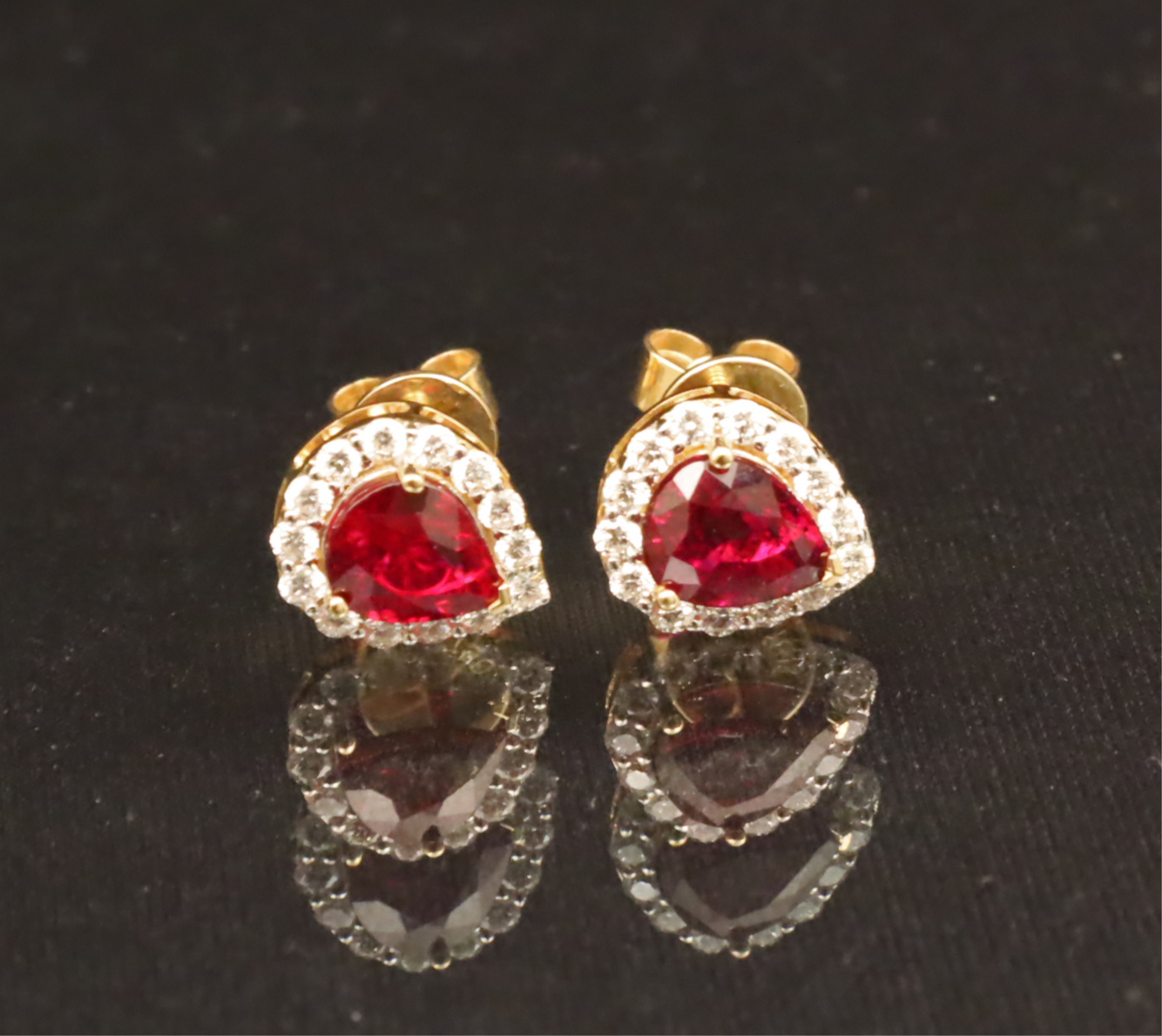 Appraisal: PR OF K RUBY DIAMOND EARRINGS W GIA Pair of