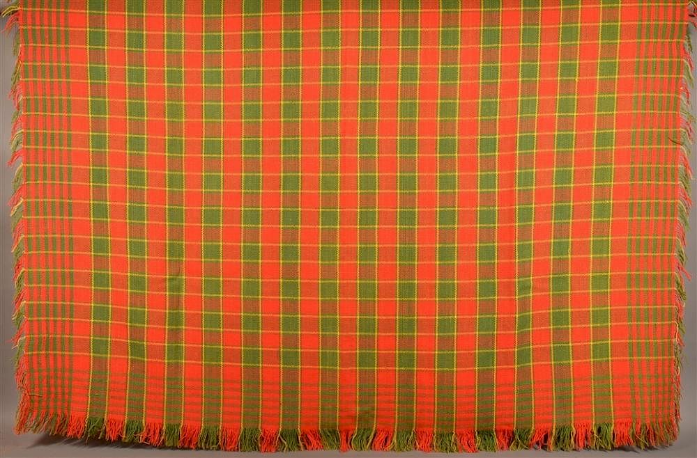 Appraisal: Red Green and Yellow Woven Coverlet Red Green and Yellow