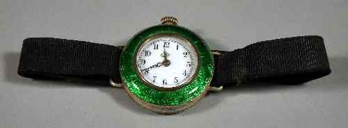 Appraisal: A early th Century Swiss lady's green enamelled gilt metal