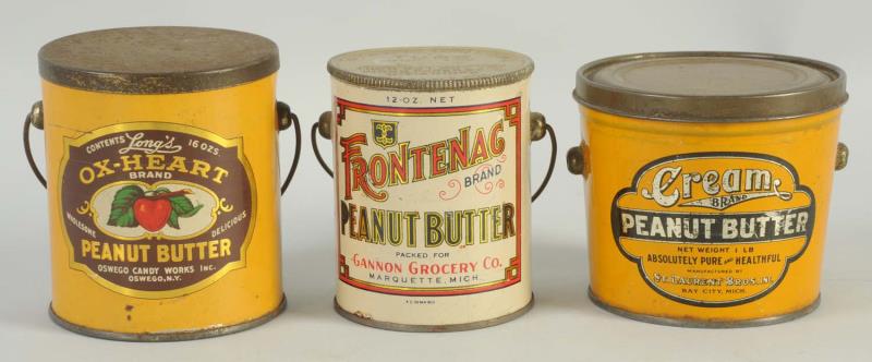 Appraisal: Lot of Peanut Butter Tins This lot includes an Ox-Heart