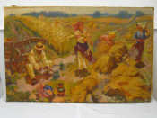 Appraisal: A Russian oil painting of harvesters at work signature indistinct