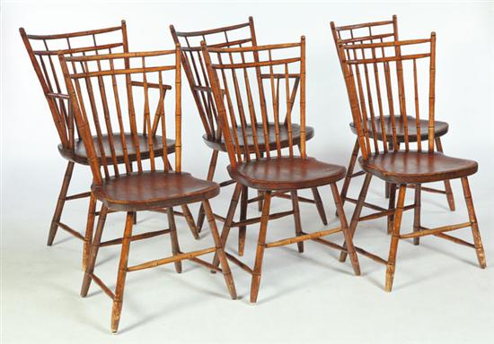 Appraisal: SET OF SIX BIRDCAGE WINDSOR CHAIRS Probably New England early