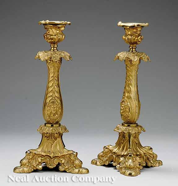 Appraisal: A Fine Pair of American Rococo Gilt Brass Single-Light Candlesticks