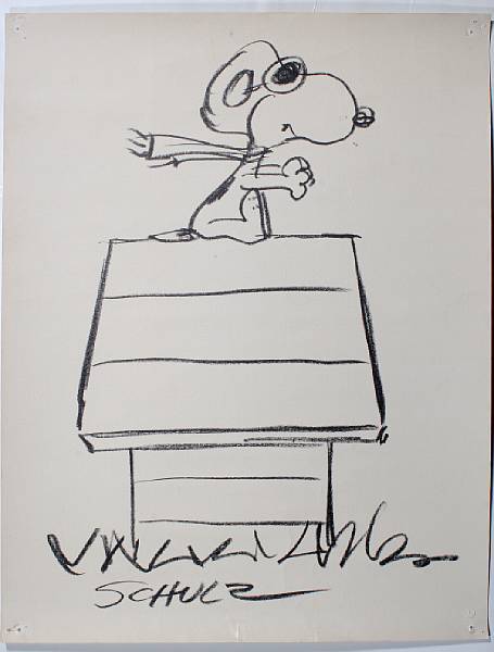 Appraisal: A Charles Schulz drawing of Snoopy as the Red Baron