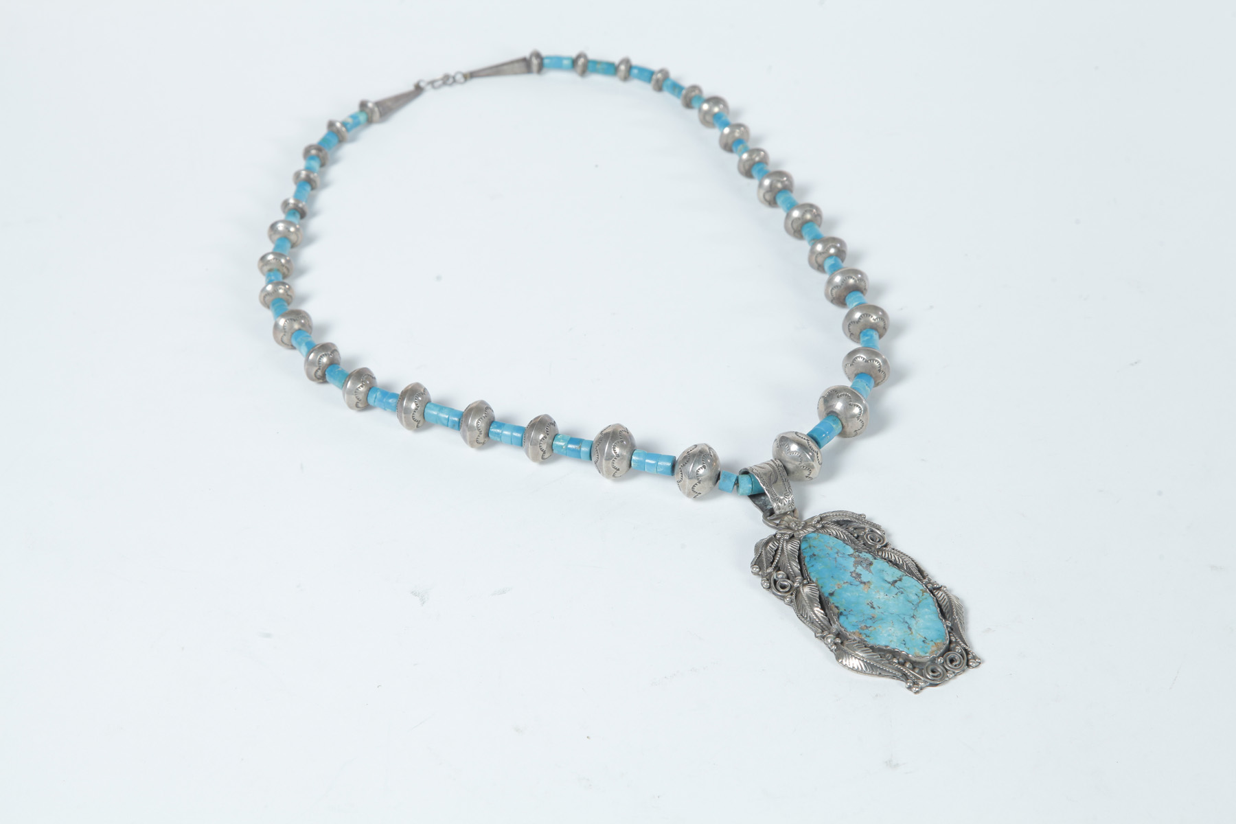 Appraisal: NAVAJO NECKLACE Second half- th century Turquoise and silver bead