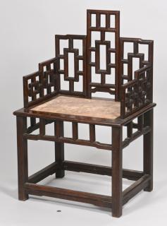 Appraisal: Chinese Throne Chair early th century Chinese hardwood throne chair