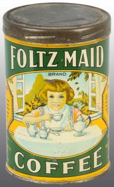 Appraisal: Foltz Maid Coffee Tin Description Manufactured by the Foltz Grocery