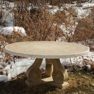 Appraisal: Italian marble mosaic and cast stone dining table th c