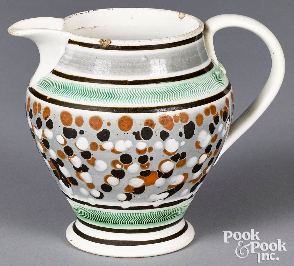 Appraisal: Mocha pitcher with polka dot decoration Mocha pitcher with polka