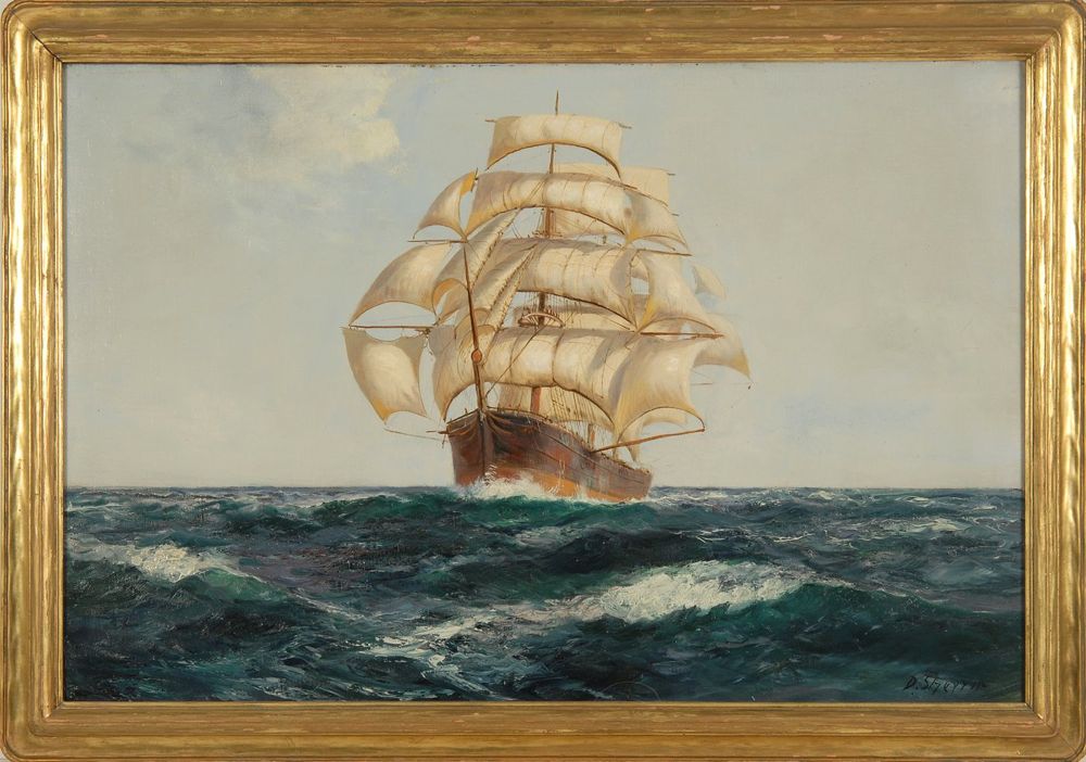 Appraisal: DANIEL SHERRINEnglish - Three-masted ship under sail in choppy seas