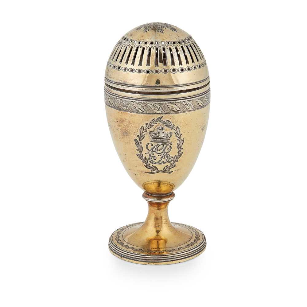 Appraisal: A GEORGE III SILVER-GILT CASTER John Emes London of vase