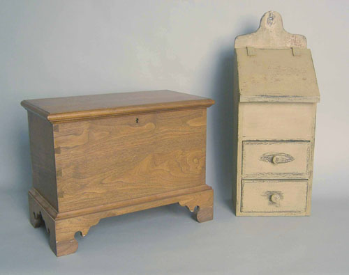 Appraisal: Custom walnut miniature blanket chest h w together with a