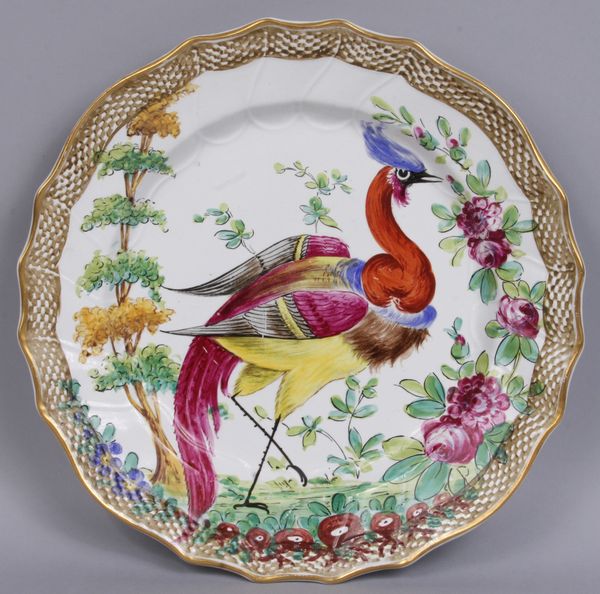 Appraisal: Circa English porcelain plate having an exotic bird design diam