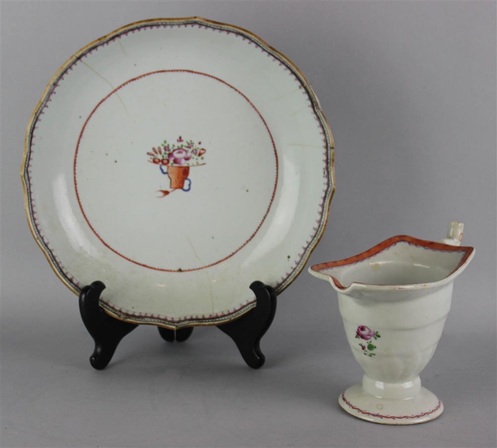 Appraisal: TWO PIECES CHINESE EXPORT FAMILLE ROSE PORCELAIN TH C the