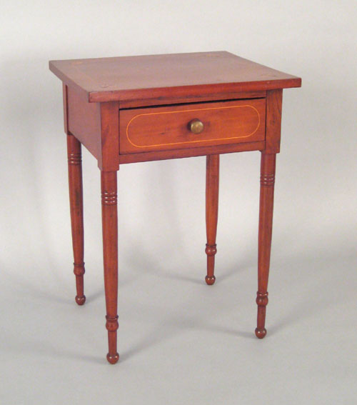 Appraisal: Sheraton cherry one drawer stand ca with a fan inlaid