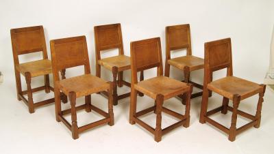 Appraisal: A SET OF SIX ADZED OAK DINING CHAIRS by Robert