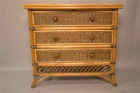 Appraisal: WICKER CHEST OF DRAWERS natural color wicker the molded top